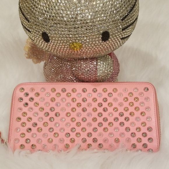 Louboutin Pink Studded Wallet - Picture 2 of 8